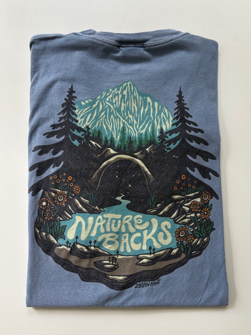 Nature Backs ‘Mystic’ Comfort Colors Graphic Tee Faded Blue XL